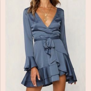 Navy blue silk dress